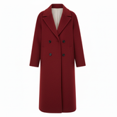 RueWear Ivory Elegance Double-Breasted Wool Coat – Minimal Luxury Winter Style