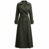 RueWear Midnight Steel Long Trench Coat – Classic Tailoring with Modern Elegance