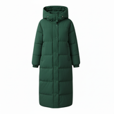 RueWear Arctic Forest Long Puffer Coat – Ultra Warm Hooded Winter Jacket