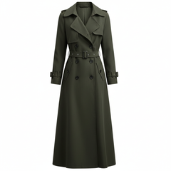 RueWear Midnight Steel Long Trench Coat – Classic Tailoring with Modern Elegance