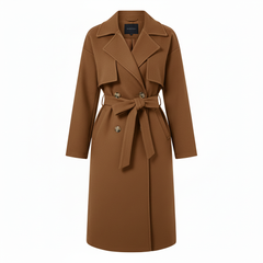 RueWear Classic Caramel Belted Trench Coat – Timeless Elegance & All-Season Style