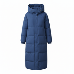 RueWear Arctic Forest Long Puffer Coat – Ultra Warm Hooded Winter Jacket